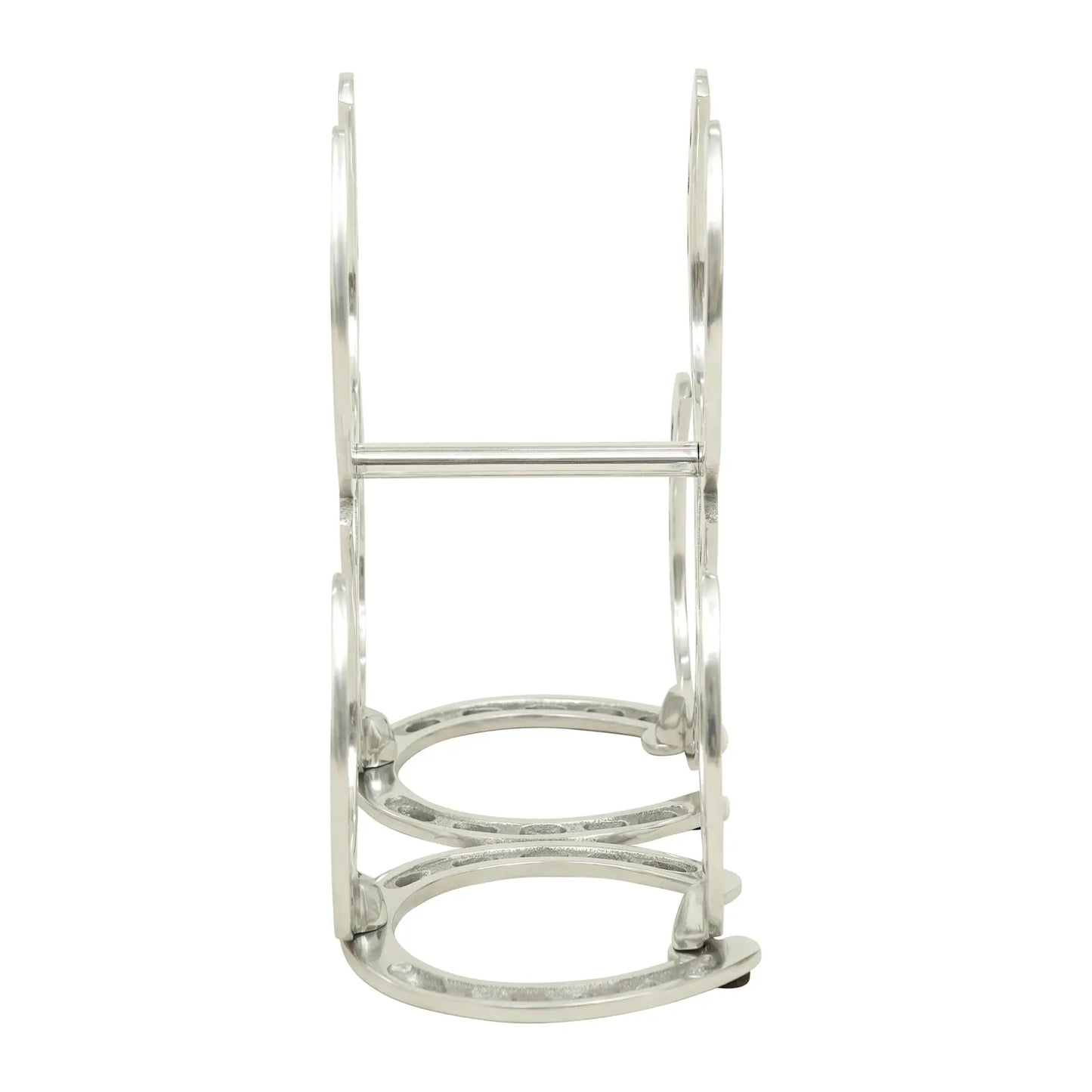 Huntley Horseshoe 3-Bottle Wine Rack, Aluminum Silver Finish